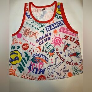 Zumba Wear Mesh Tank Top – Salsa Dance Club Print – Size Medium